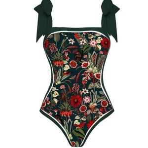 Vintage Wizard Forest Orangutan Print One Piece Swimsuit